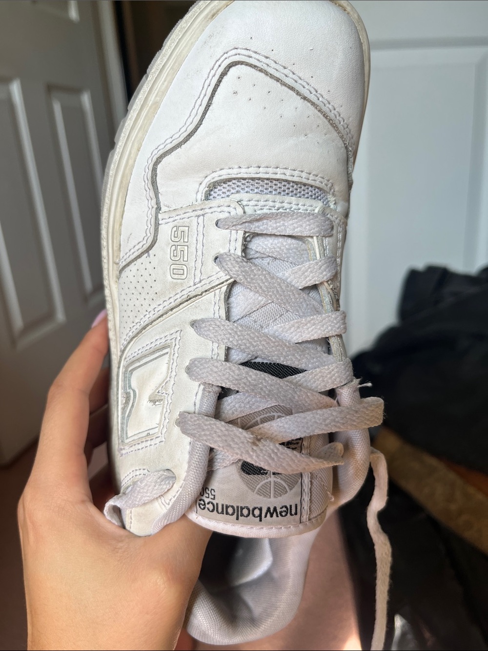 New Balance White and Light Gray 550 Sneakers - Picture 5 of 5